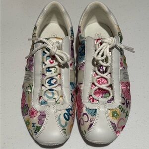 Coach White Sneakers with Multicolor Floral Print
